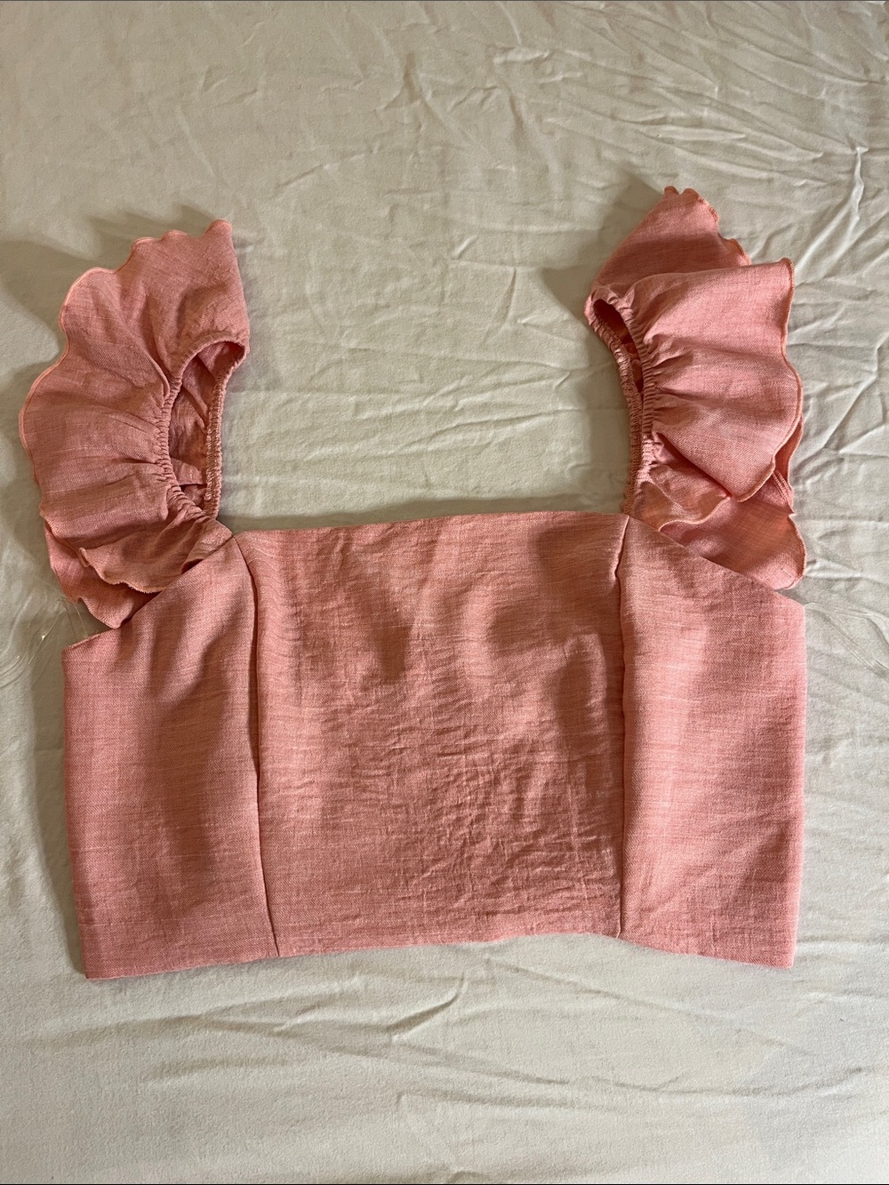 HYFVE Rose Pink Ruffle Strap Crop Top